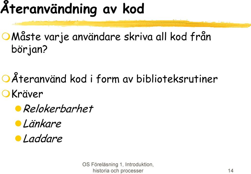 Återanvänd kod i form av biblioteksrutiner