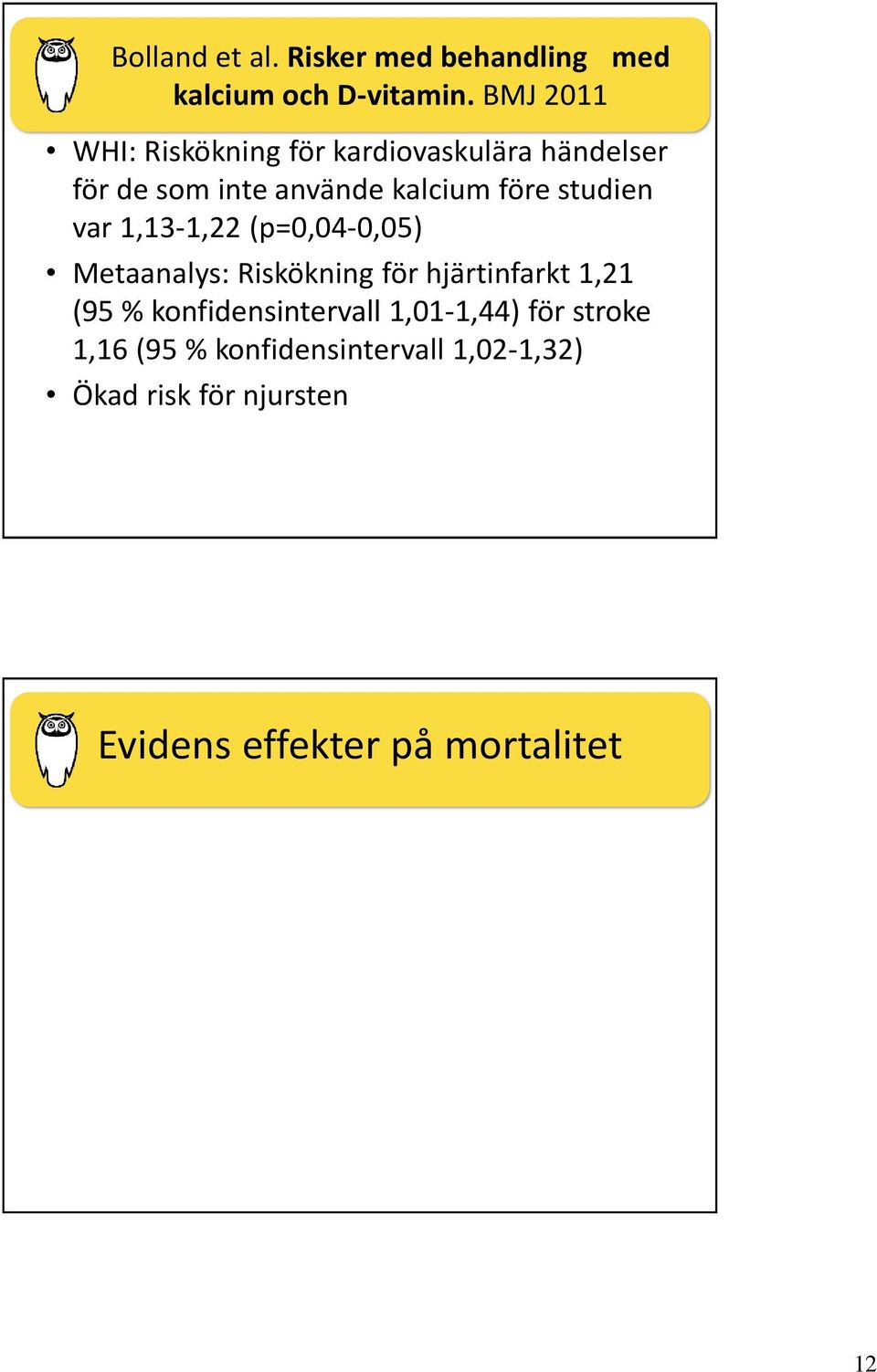 studien var 1,13-1,22 (p=0,04-0,05) Metaanalys: Riskökning för hjärtinfarkt 1,21 (95 %