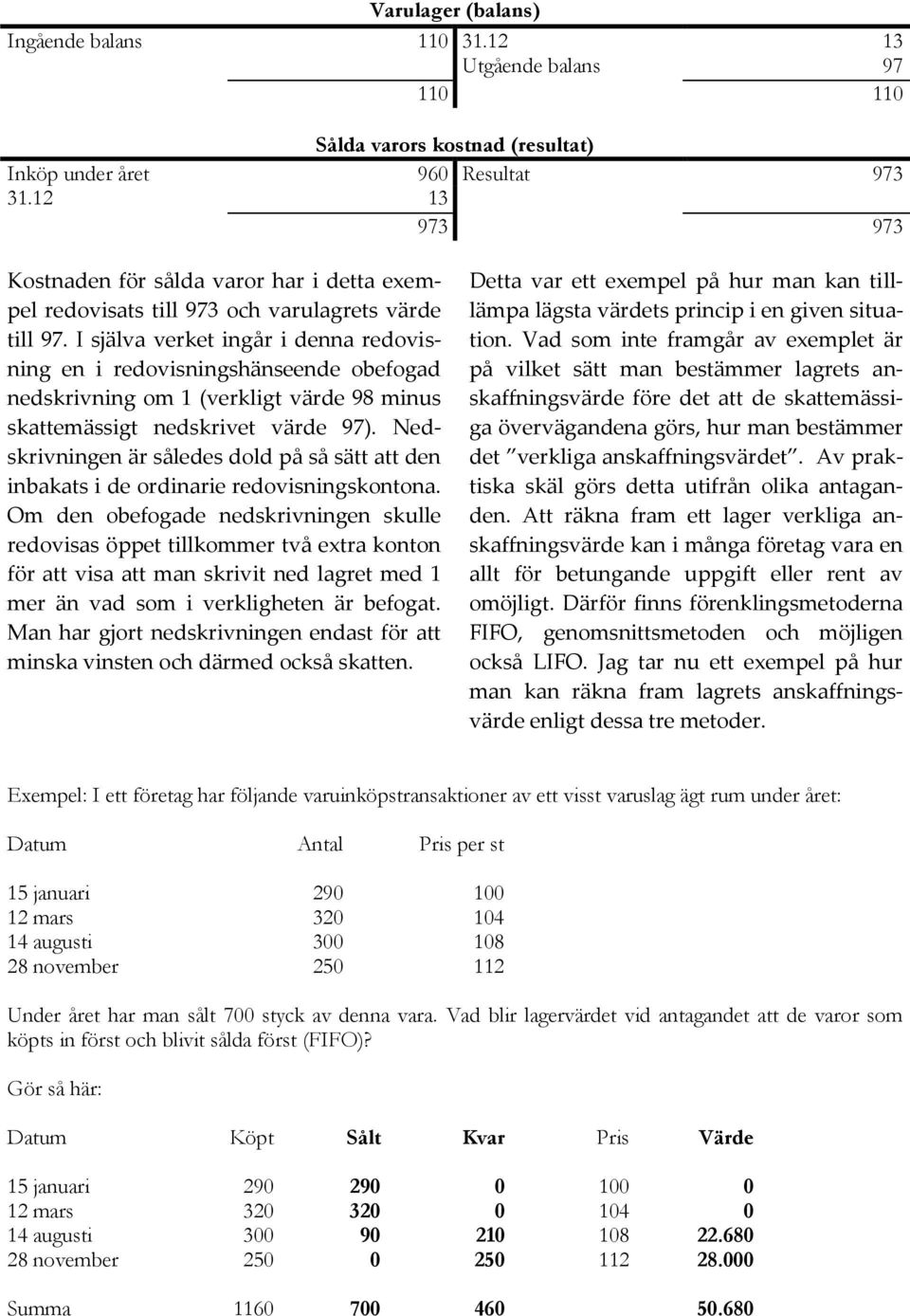 I själva verket ingår i denna redovisning en i redovisningshänseende obefogad nedskrivning om 1 (verkligt värde 98 minus skattemässigt nedskrivet värde 97).