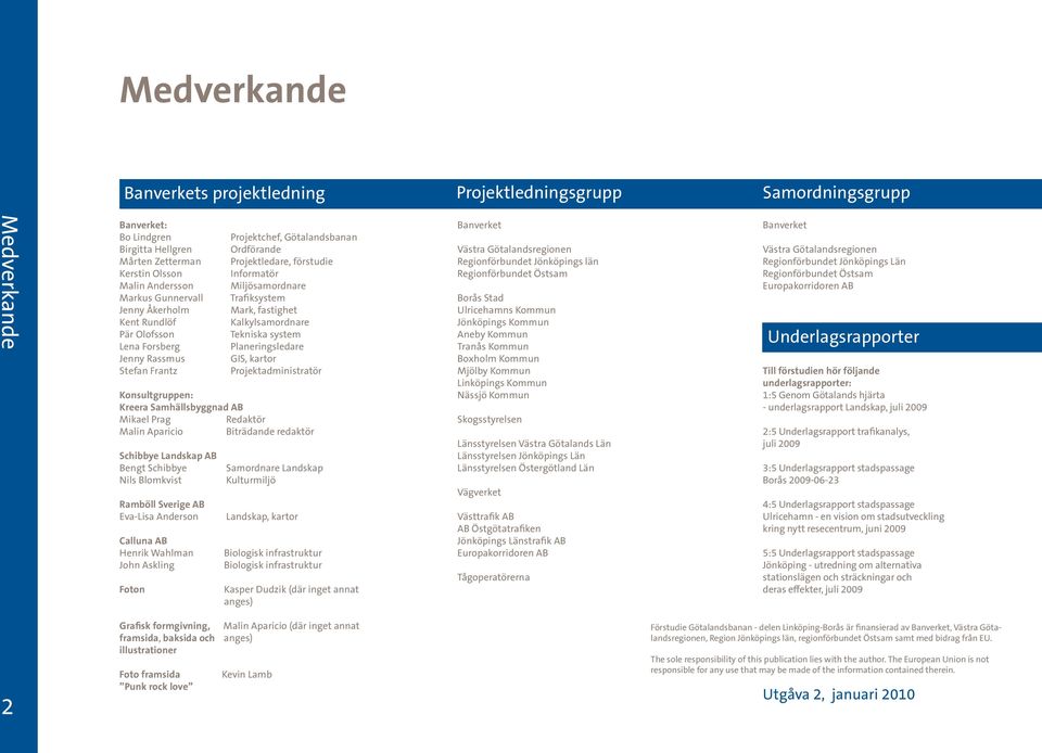 fastighet Kalkylsamordnare Tekniska system Planeringsledare GIS, kartor Projektadministratör Konsultgruppen: Kreera Samhällsbyggnad AB Mikael Prag Redaktör Malin Aparicio Biträdande redaktör Schibbye