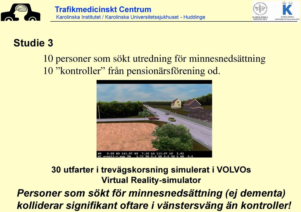 30 utfarter i trevägskorsning simulerat i VOLVOs Virtual