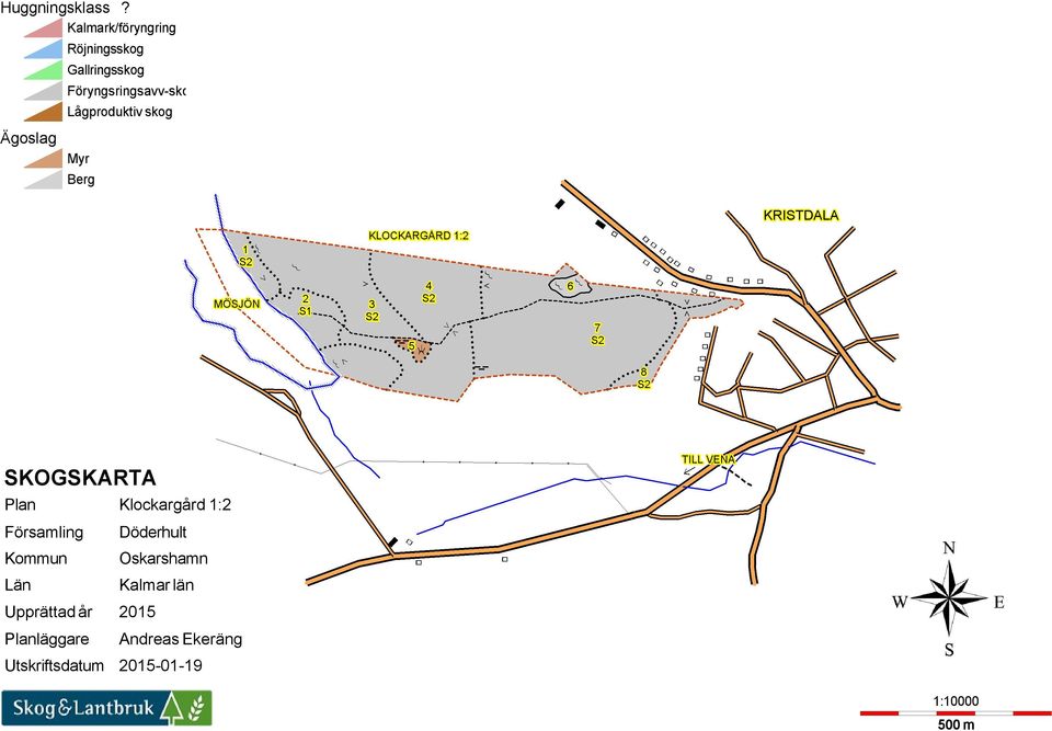 Lågproduktiv skog Ägoslag Myr Berg SKOGSKARTA Plan Klockargård 1:2