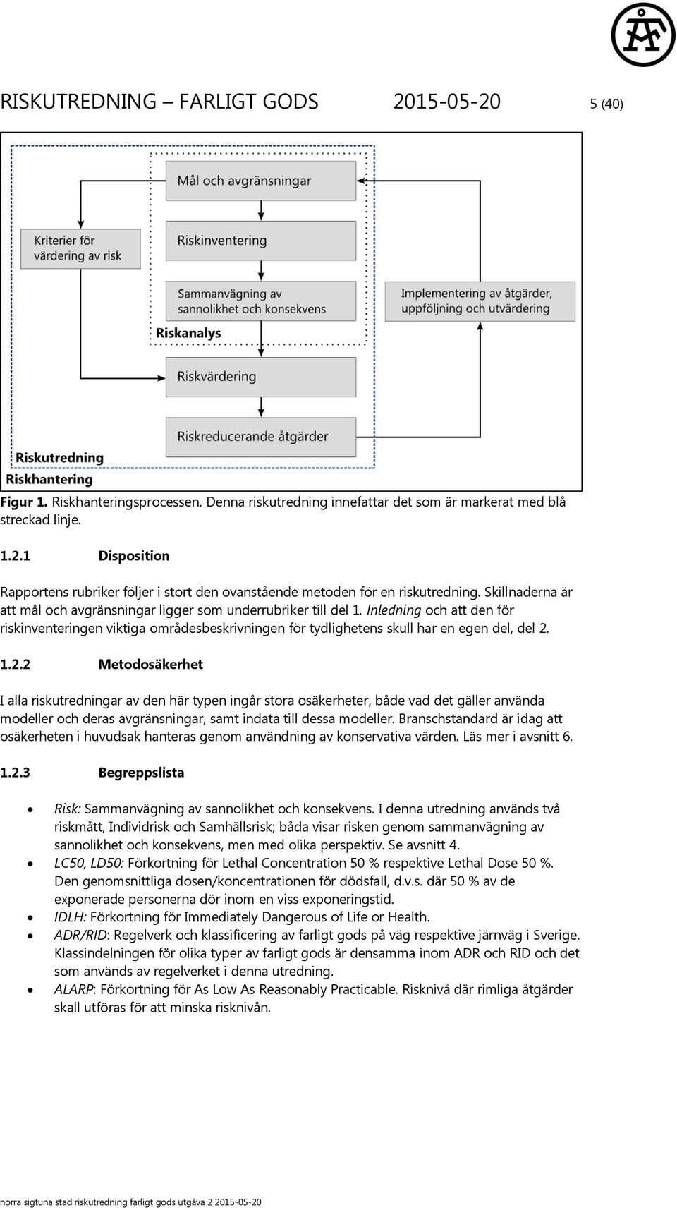 1.2.2 Metodosäkerhet I alla riskutredningar av den här typen ingår stora osäkerheter, både vad det gäller använda modeller och deras avgränsningar, samt indata till dessa modeller.