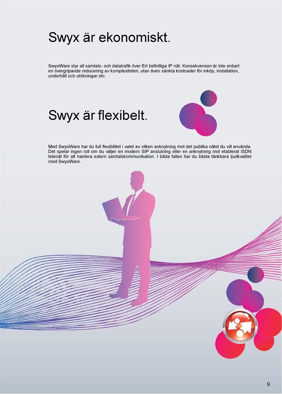 utökningar etc. Swyx är flexibelt. Med SwyxWare har du full flexibilitet i valet av vilken anknytning mot det publika nätet du vill använda.