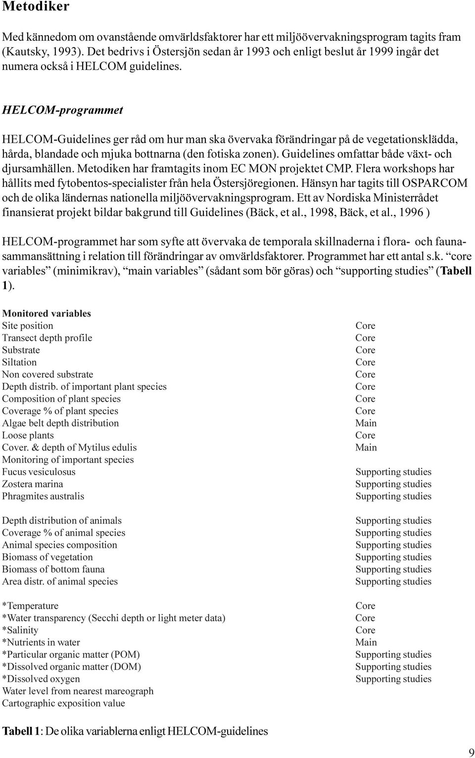 HELCOM-programmet HELCOM-Guidelines ger råd om hur man ska övervaka förändringar på de vegetationsklädda, hårda, blandade och mjuka bottnarna (den fotiska zonen).