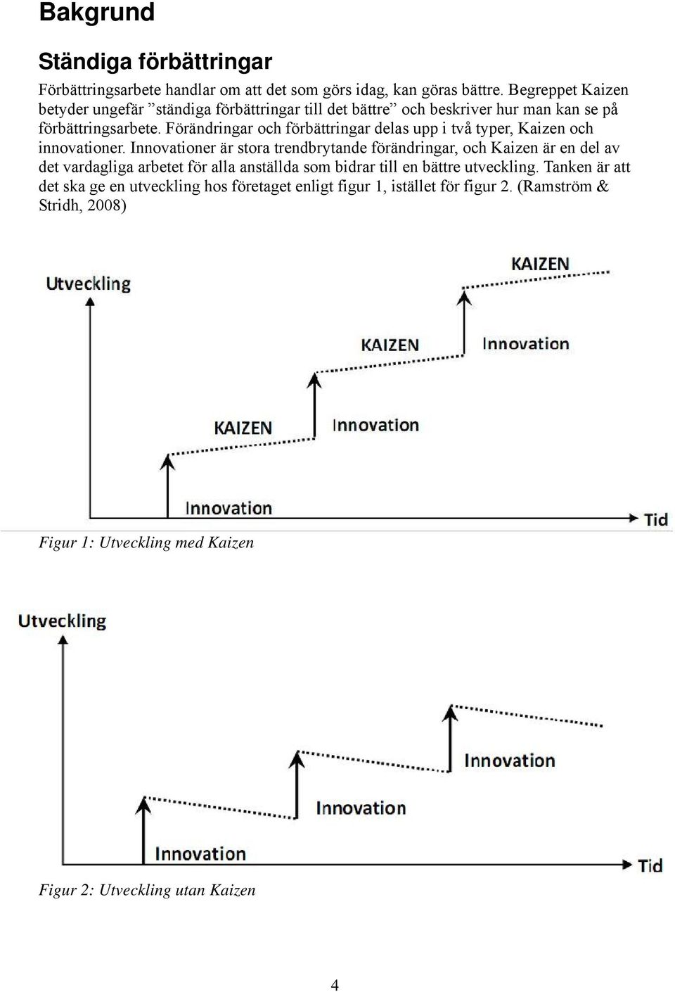 Förändringar och förbättringar delas upp i två typer, Kaizen och innovationer.