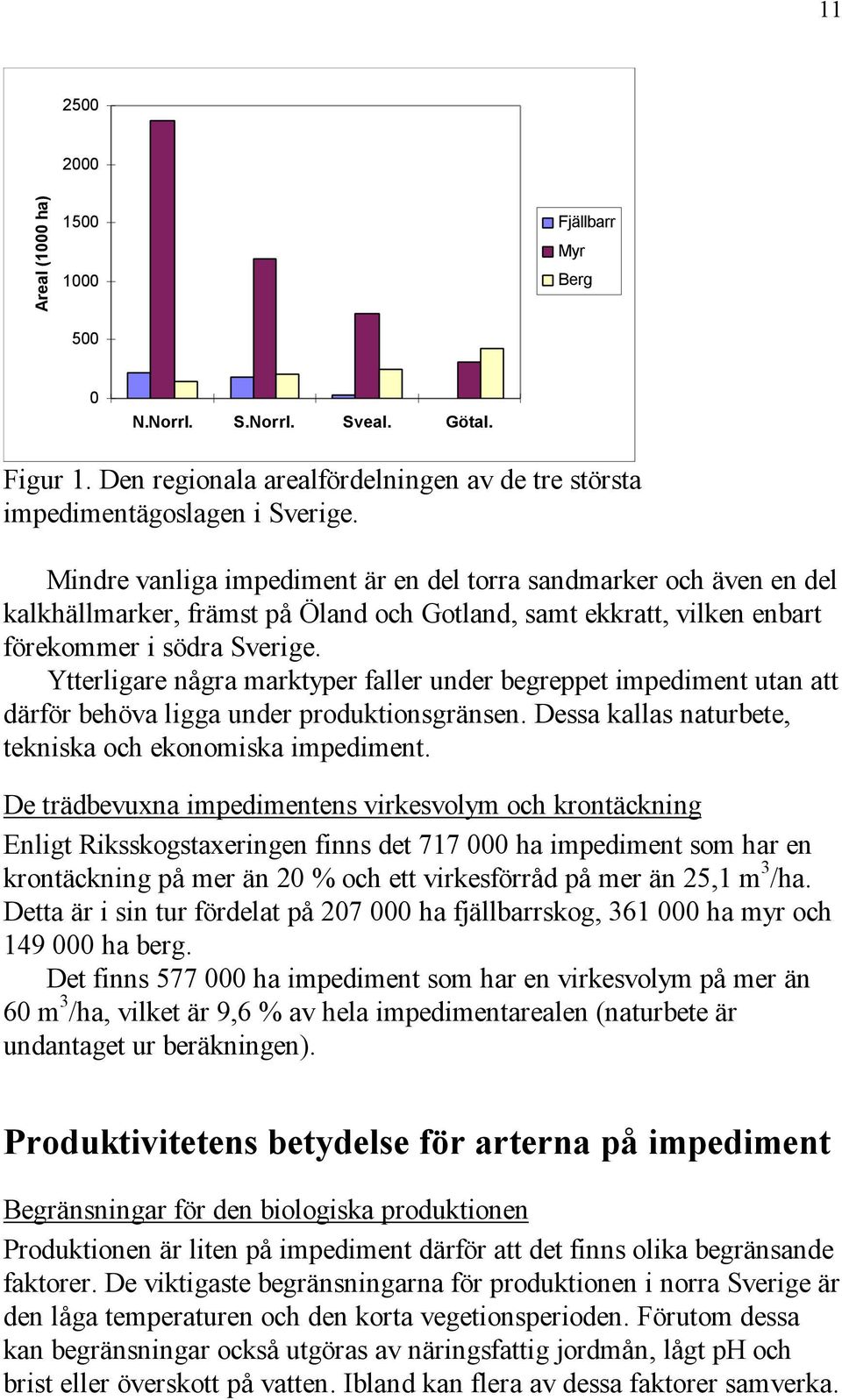 Ytterligare några marktyper faller under begreppet impediment utan att därför behöva ligga under produktionsgränsen. Dessa kallas naturbete, tekniska och ekonomiska impediment.