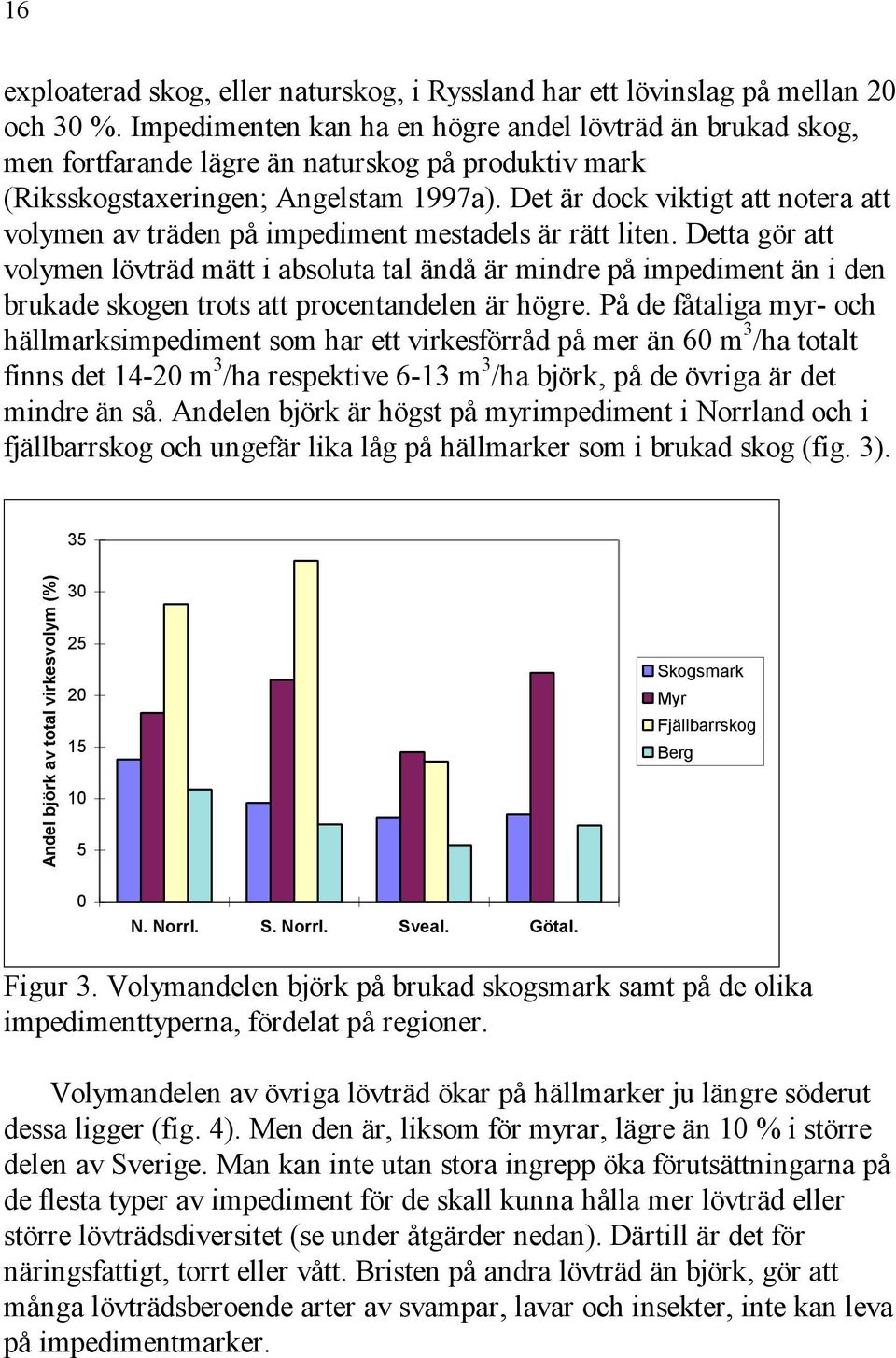 Det är dock viktigt att notera att volymen av träden på impediment mestadels är rätt liten.