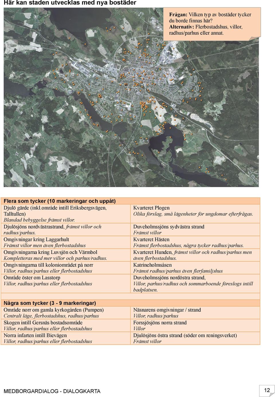 Omgivningar kring Laggarhult Främst villor men även flerbostadshus Omgivningarna kring Luvsjön och Värmbol Kompletteras med mer villor och parhus/radhus.