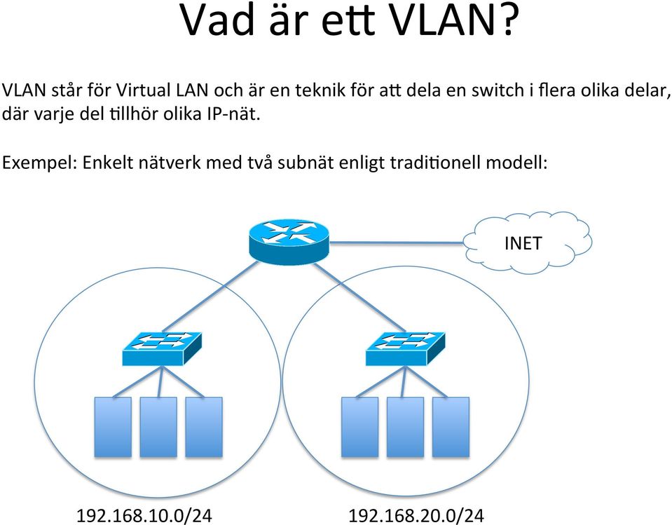 switch i flera olika delar, där varje del Illhör olika IP-