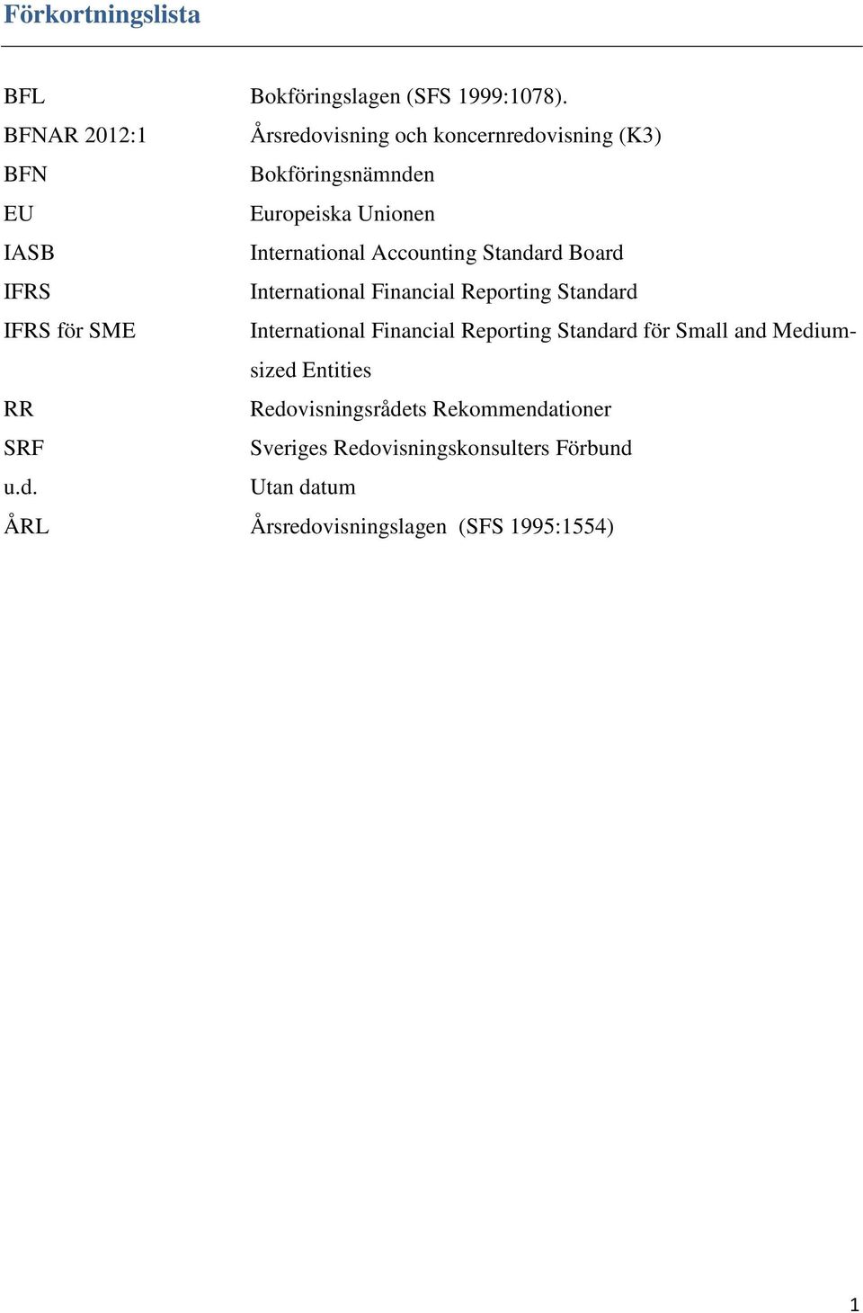 Accounting Standard Board IFRS International Financial Reporting Standard IFRS för SME International Financial