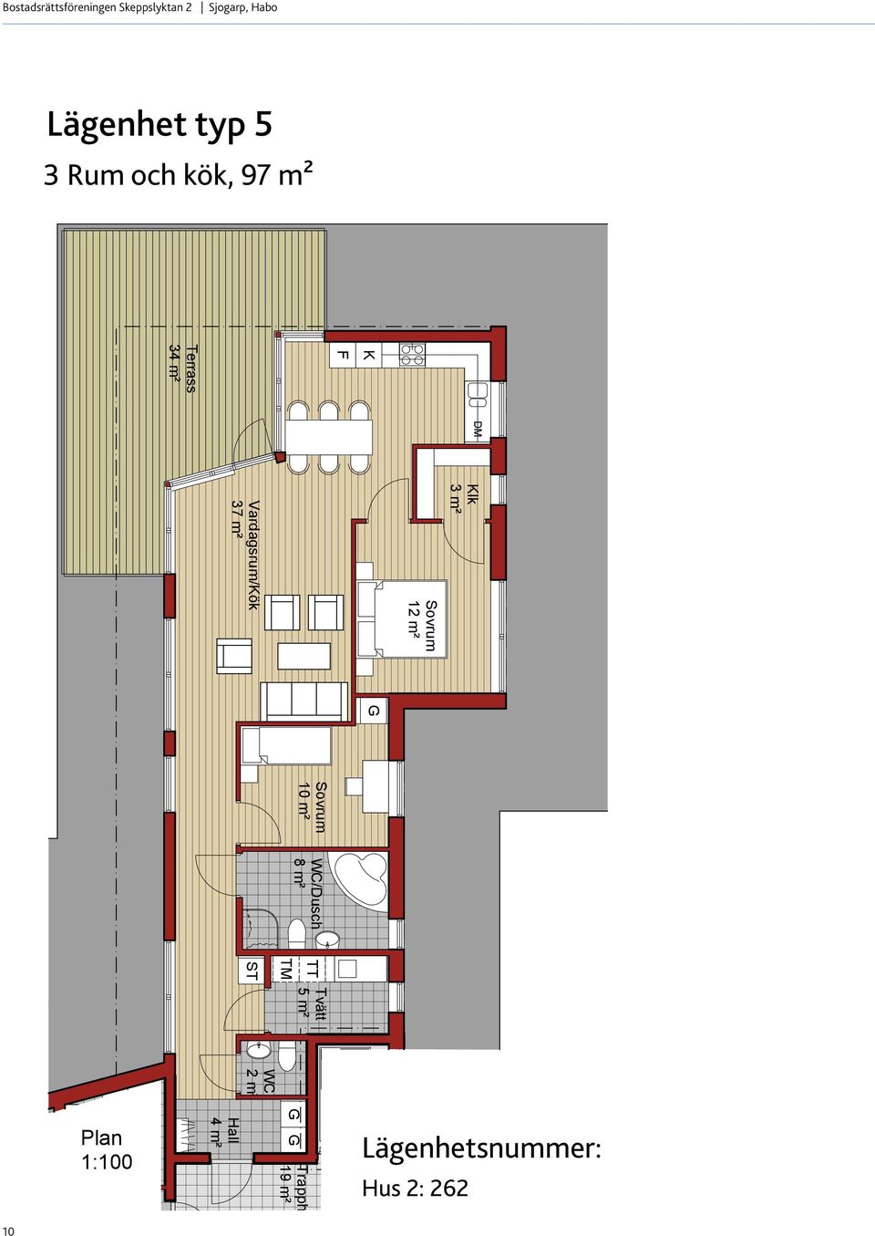 Vardagsrum/ök ST WC 2 m² 10 m²