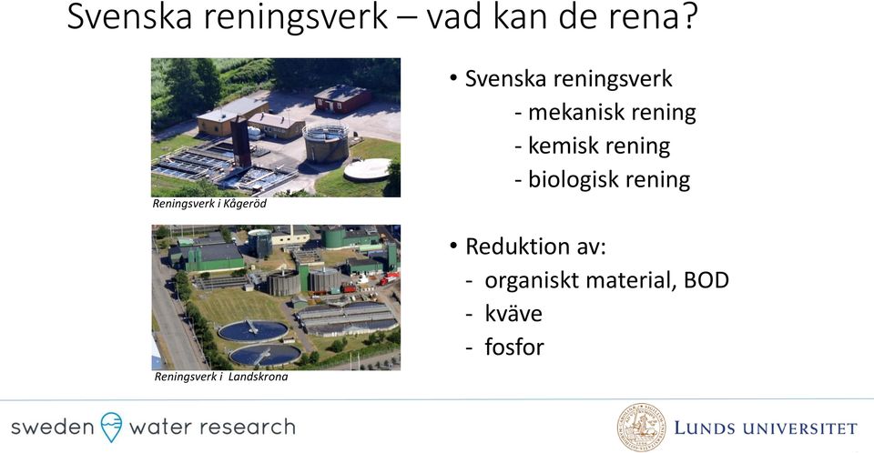 Svenska reningsverk - mekanisk rening - kemisk rening