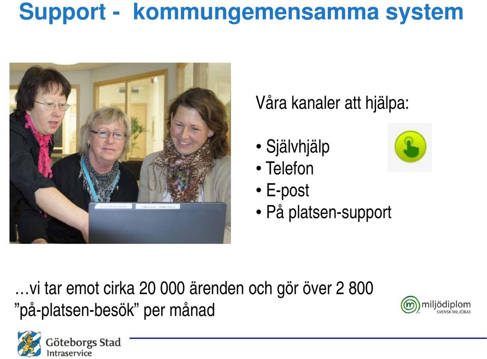 På platsen-support vi tar emot cirka 20 000