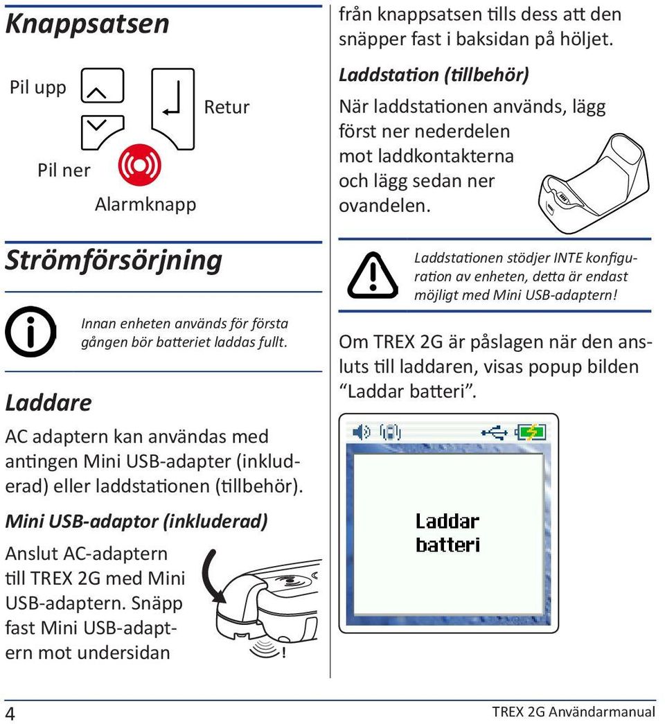 Snäpp fast Mini USB-adaptern mot undersidan! från knappsatsen tills dess att den snäpper fast i baksidan på höljet.