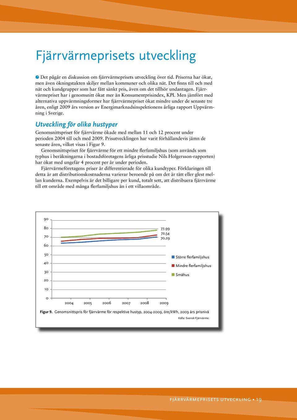 Men jämfört med alternativa uppvärmningsformer har fjärrvärmepriset ökat mindre under de senaste tre åren, enligt 2009 års version av Energimarknadsinspektionens årliga rapport Uppvärmning i Sverige.