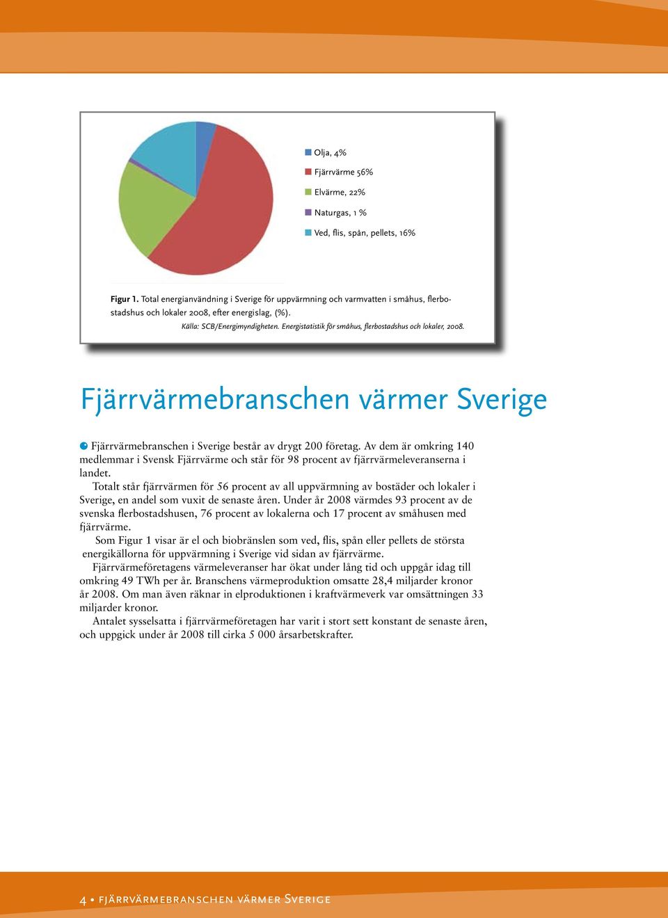 Energistatistik för småhus, flerbostadshus och lokaler, 2008. Fjärrvärmebranschen värmer Sverige l Fjärrvärmebranschen i Sverige består av drygt 200 företag.
