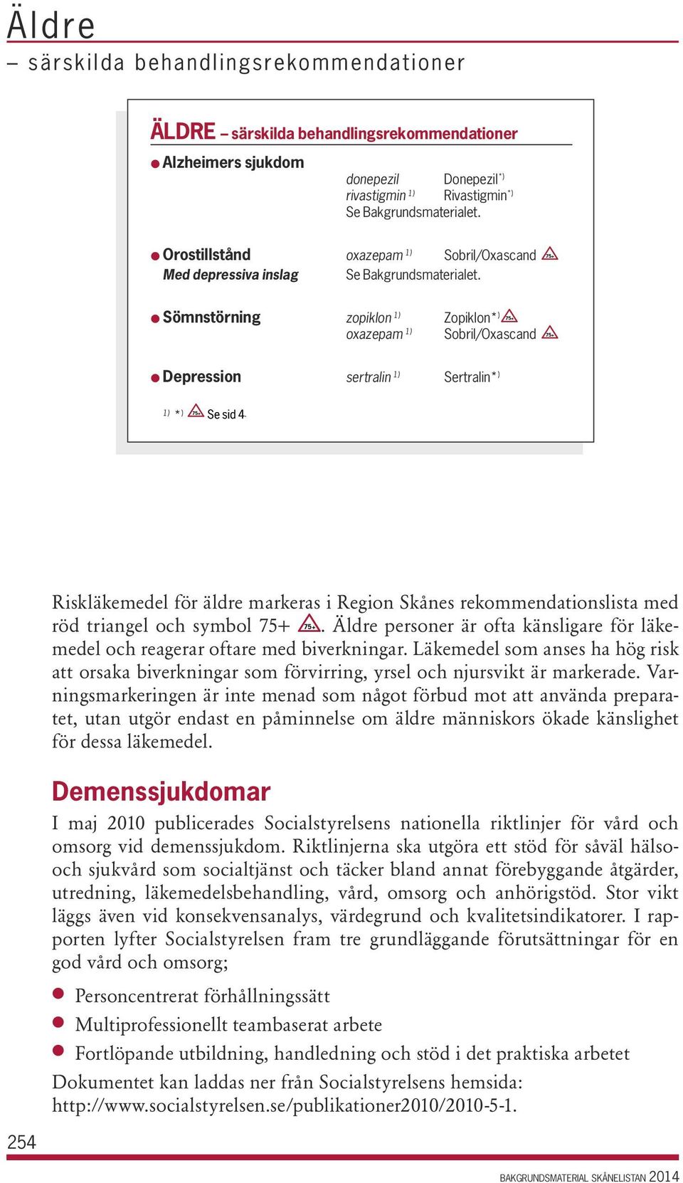 l Sömnstörning zopiklon 1) Zopiklon* ) 75+ oxazepam 1) 75+ Sobril/Oxascand l Depression sertralin 1) Sertralin* ) 1) * ) 75+ Se sid 4.