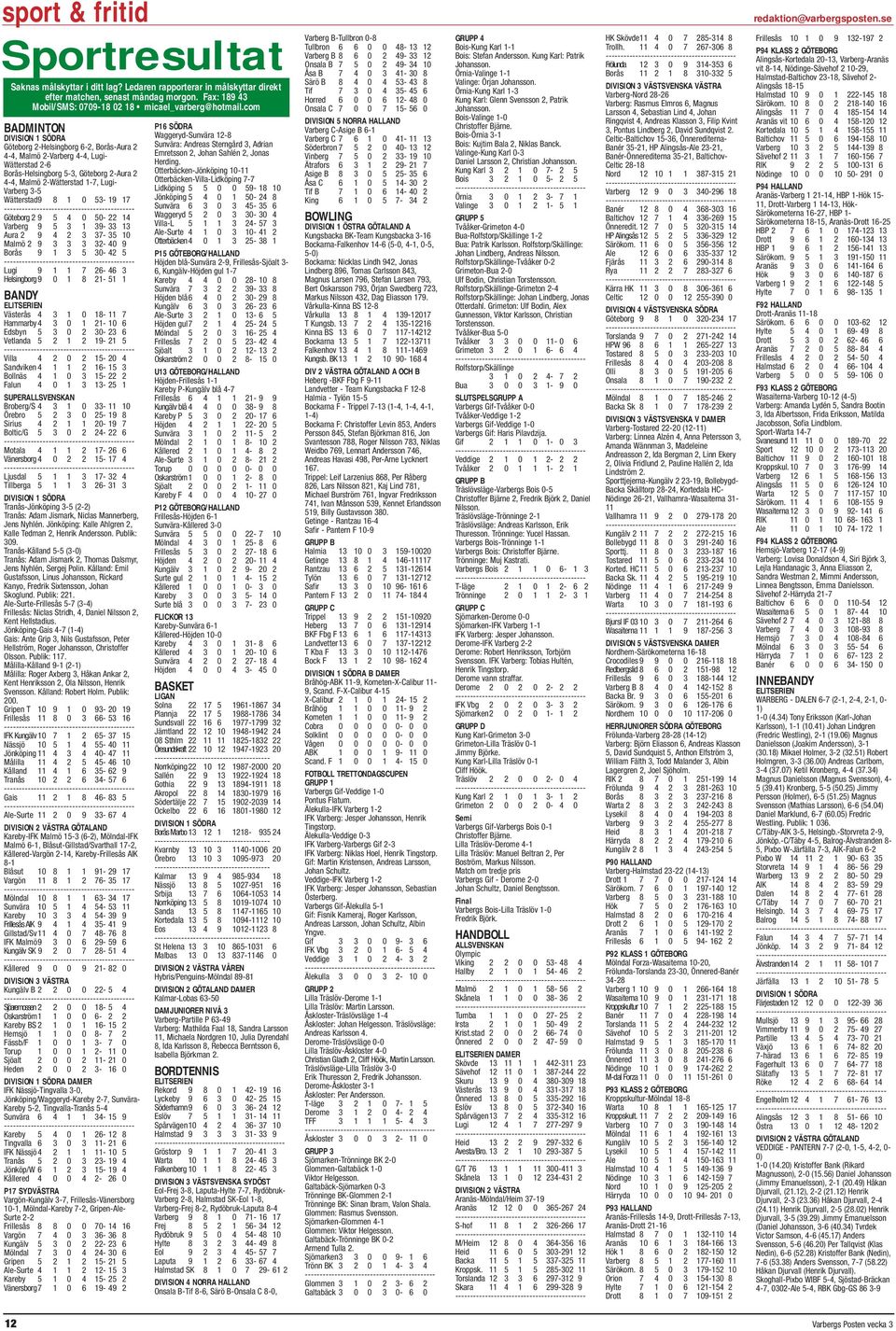 Varberg 3-5 Wätterstad9 8 1 0 53-19 17 Göteborg 2 9 5 4 0 50-22 14 Varberg 9 5 3 1 39-33 13 Aura 2 9 4 2 3 37-35 10 Malmö 2 9 3 3 3 32-40 9 Borås 9 1 3 5 30-42 5 Lugi 9 1 1 7 26-46 3 Helsingborg 9 0