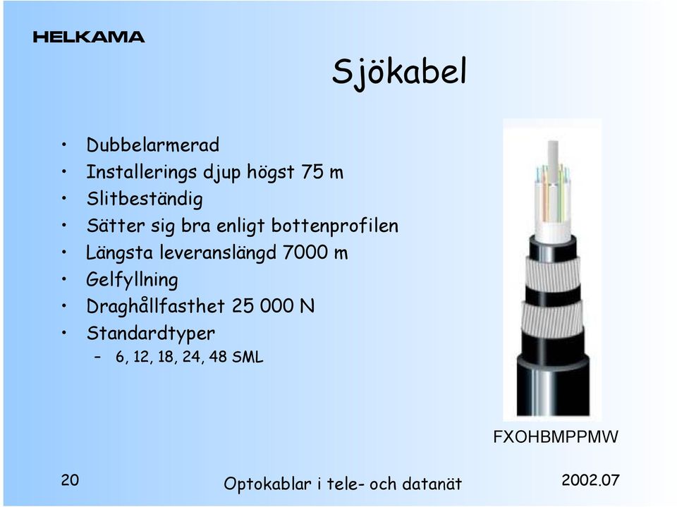 Längsta leveranslängd 7000 m Gelfyllning