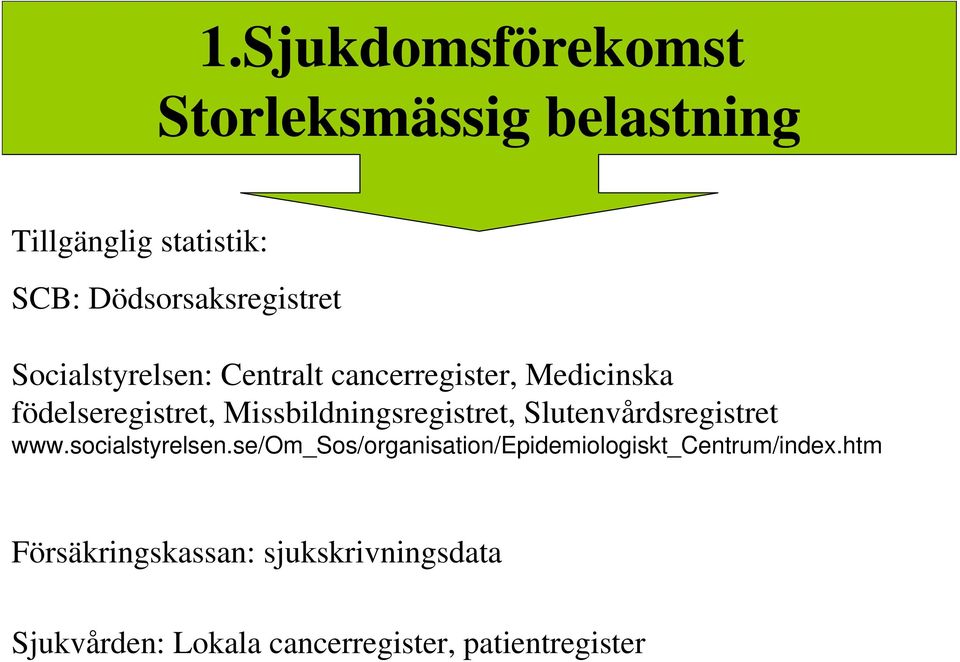 Missbildningsregistret, Slutenvårdsregistret www.socialstyrelsen.
