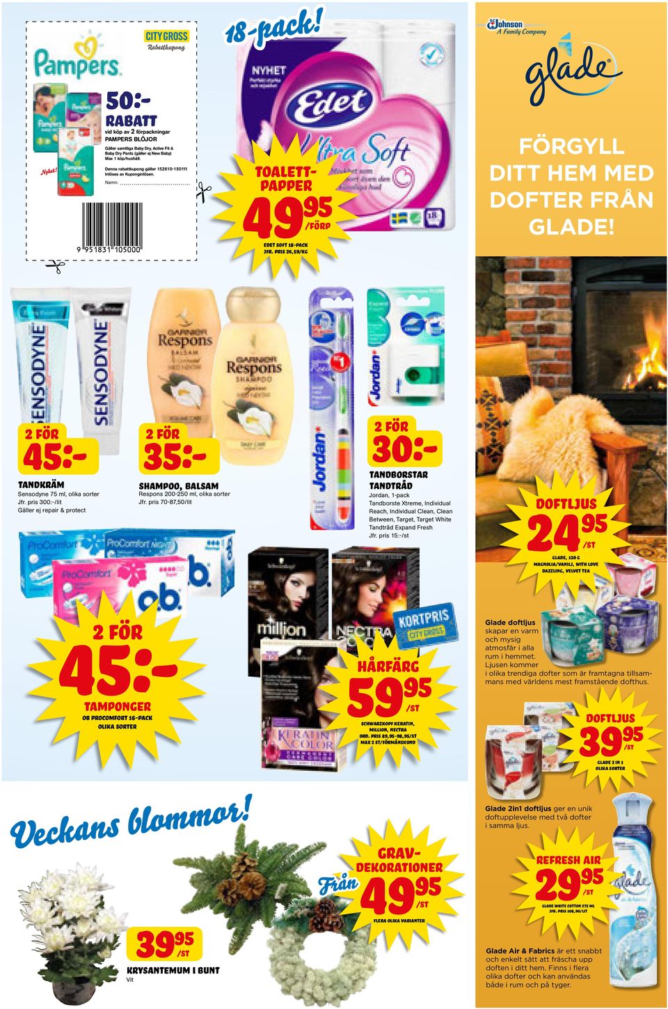 pris 26,59 # 35:- tandborstar shampoo, balsam Respons 200-250 ml, olika sorter Jfr.