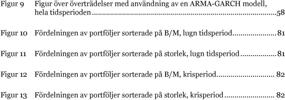 .. 81 Figur 11 Fördelningen av portföljer sorterade på storlek, lugn tidsperiod.