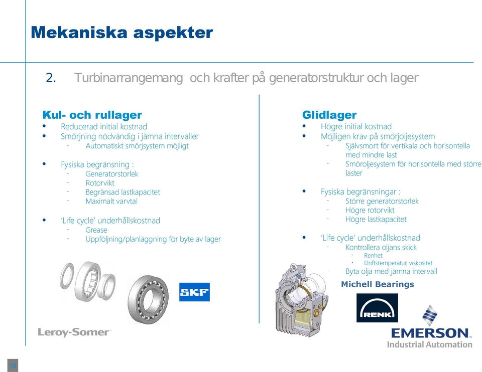 begränsningar : l Life cycle underhållskostnad Grease Uppföljning/planläggning för byte av lager l Självsmort för vertikala och horisontella med mindre last Smöroljesystem för