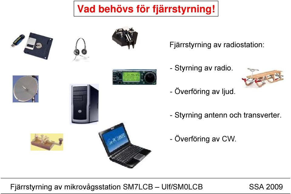 Styrning av radio. - Överföring av ljud.