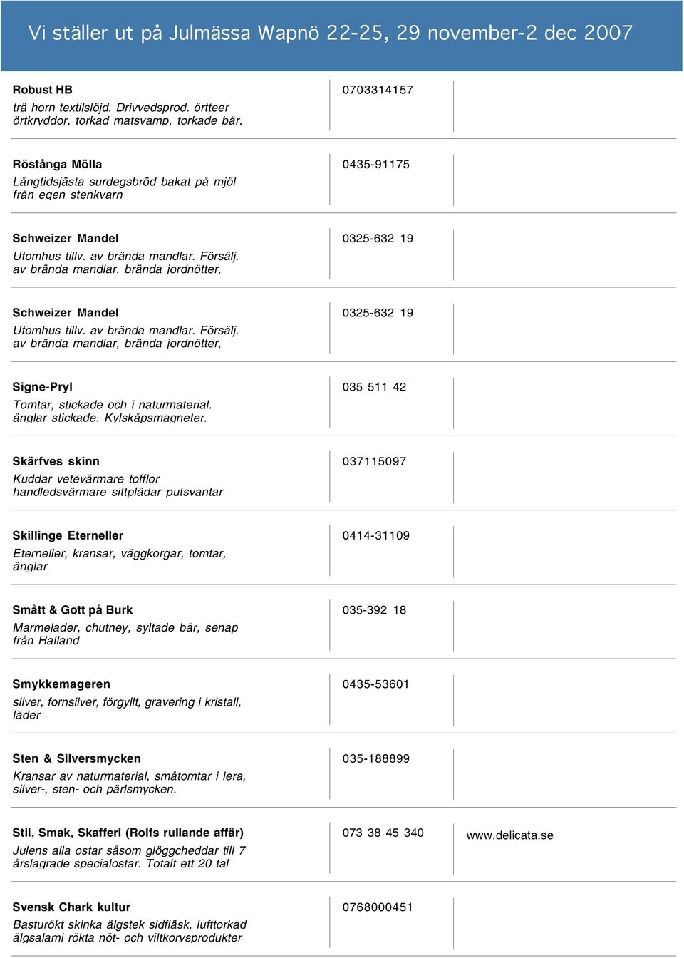 Försälj. av brända mandlar, brända jordnötter, 0325-632 19 Schweizer Mandel Utomhus tillv. av brända mandlar. Försälj.