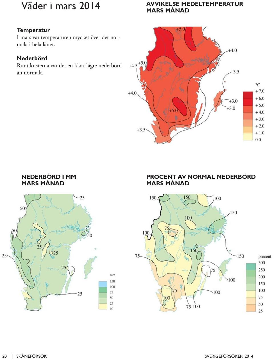 Nederbörd Runt kusterna var det en klart lägre nederbörd än normalt.