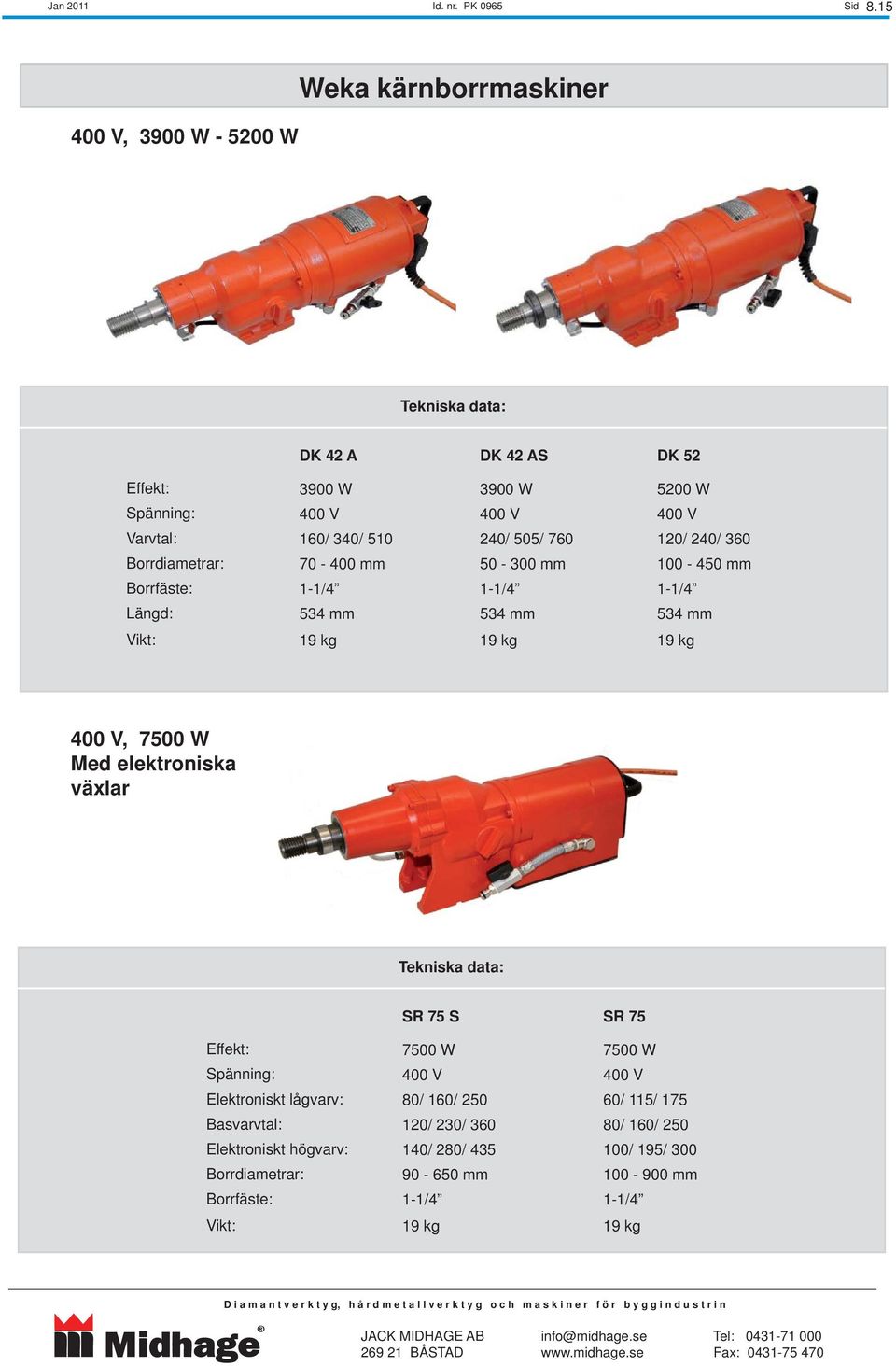 1-1/4 534 mm 3900 W 400 V 240/ 505/ 760 50-300 mm 1-1/4 534 mm 5200 W 400 V 120/ 240/ 360 100-450 mm 1-1/4 534 mm 19 kg 19 kg 19 kg 400 V, 7500 W Med