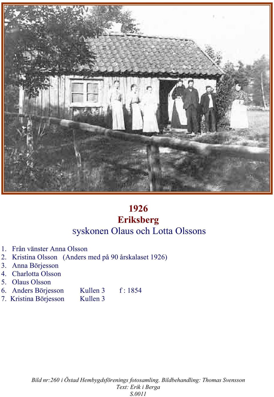 Olaus Olsson 6. Anders Börjesson Kullen 3 f : 1854 7.