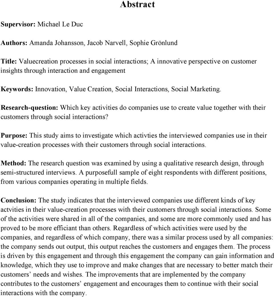 Research-question: Which key activities do companies use to create value together with their customers through social interactions?