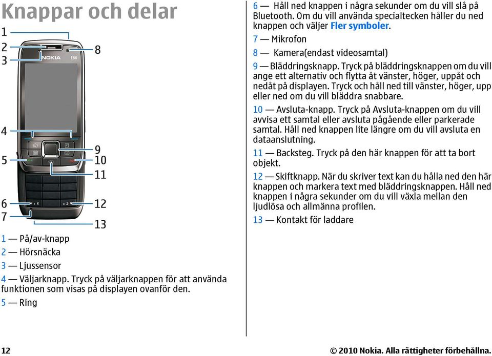 Tryck och håll ned till vänster, höger, upp eller ned om du vill bläddra snabbare. 10 Avsluta-knapp.