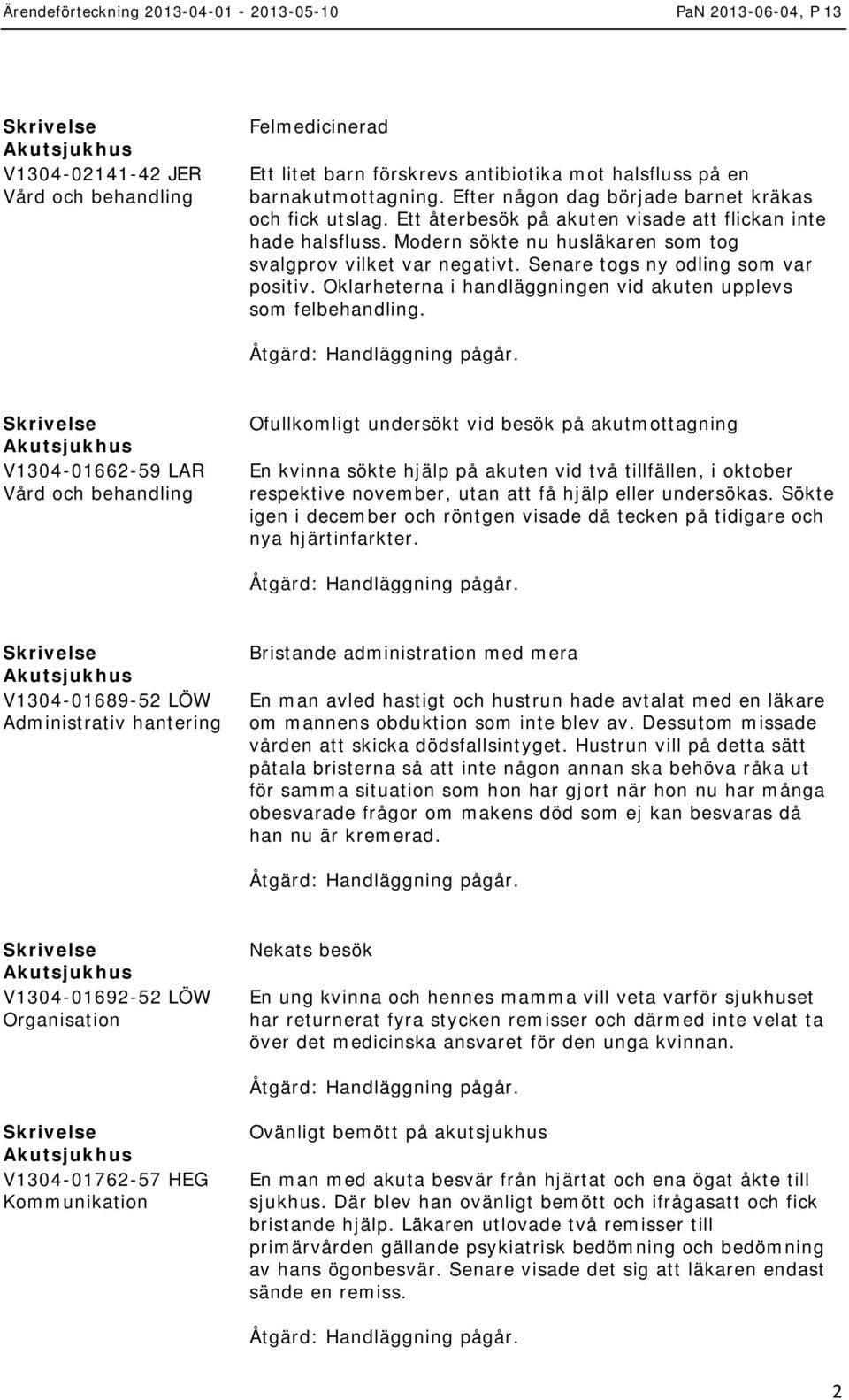 Oklarheterna i handläggningen vid akuten upplevs som felbehandling.