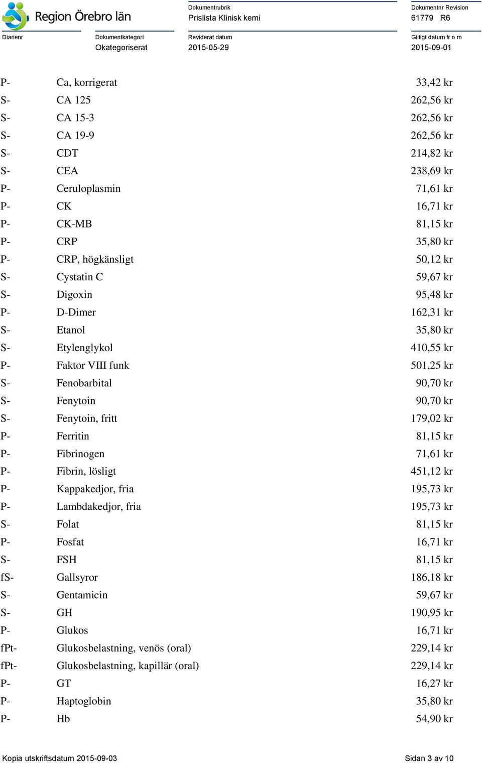 Fenytoin 90,70 kr S- Fenytoin, fritt 179,02 kr P- Ferritin 81,15 kr P- Fibrinogen 71,61 kr P- Fibrin, lösligt 451,12 kr P- Kappakedjor, fria 195,73 kr P- Lambdakedjor, fria 195,73 kr S- Folat 81,15