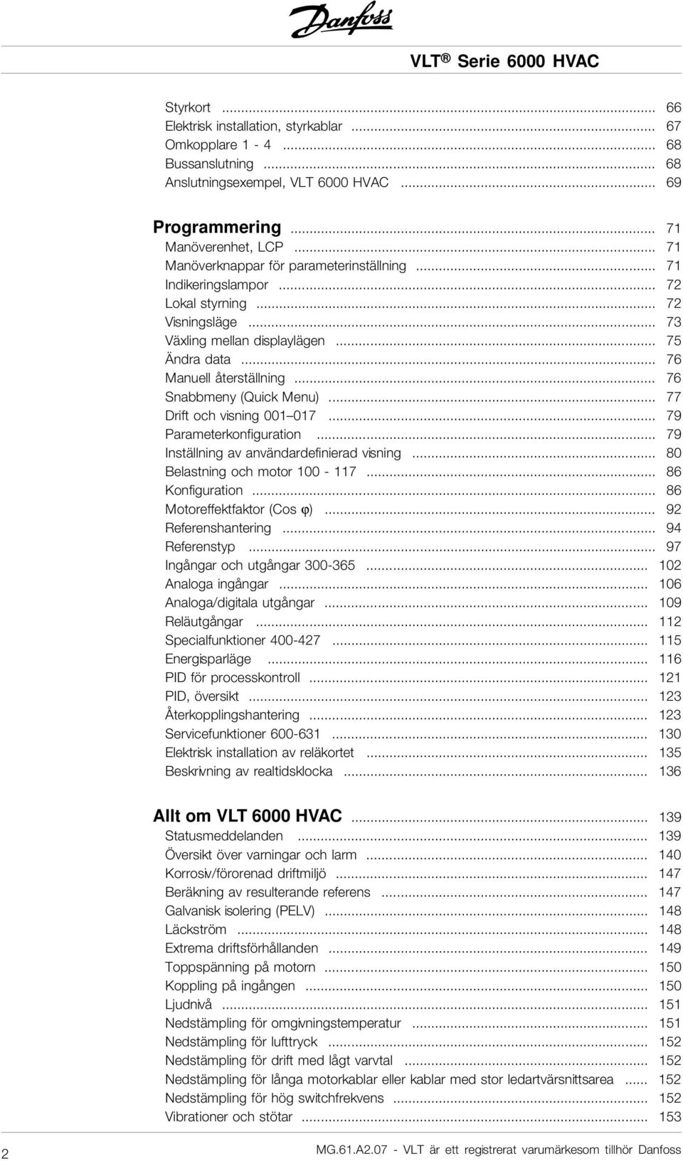 .. 76 Snabbmeny (Quick Menu)... 77 Drift och visning 001 017... 79 Parameterkonfiguration... 79 Inställning av användardefinierad visning... 80 Belastning och motor 100-117... 86 Konfiguration.