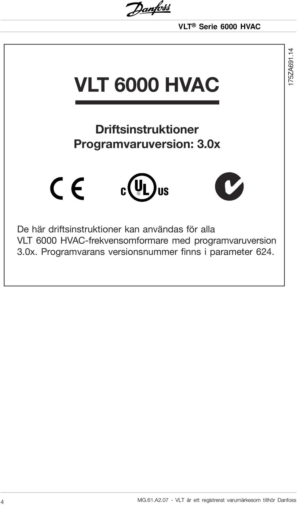 HVAC-frekvensomformare med programvaruversion 3.0x.