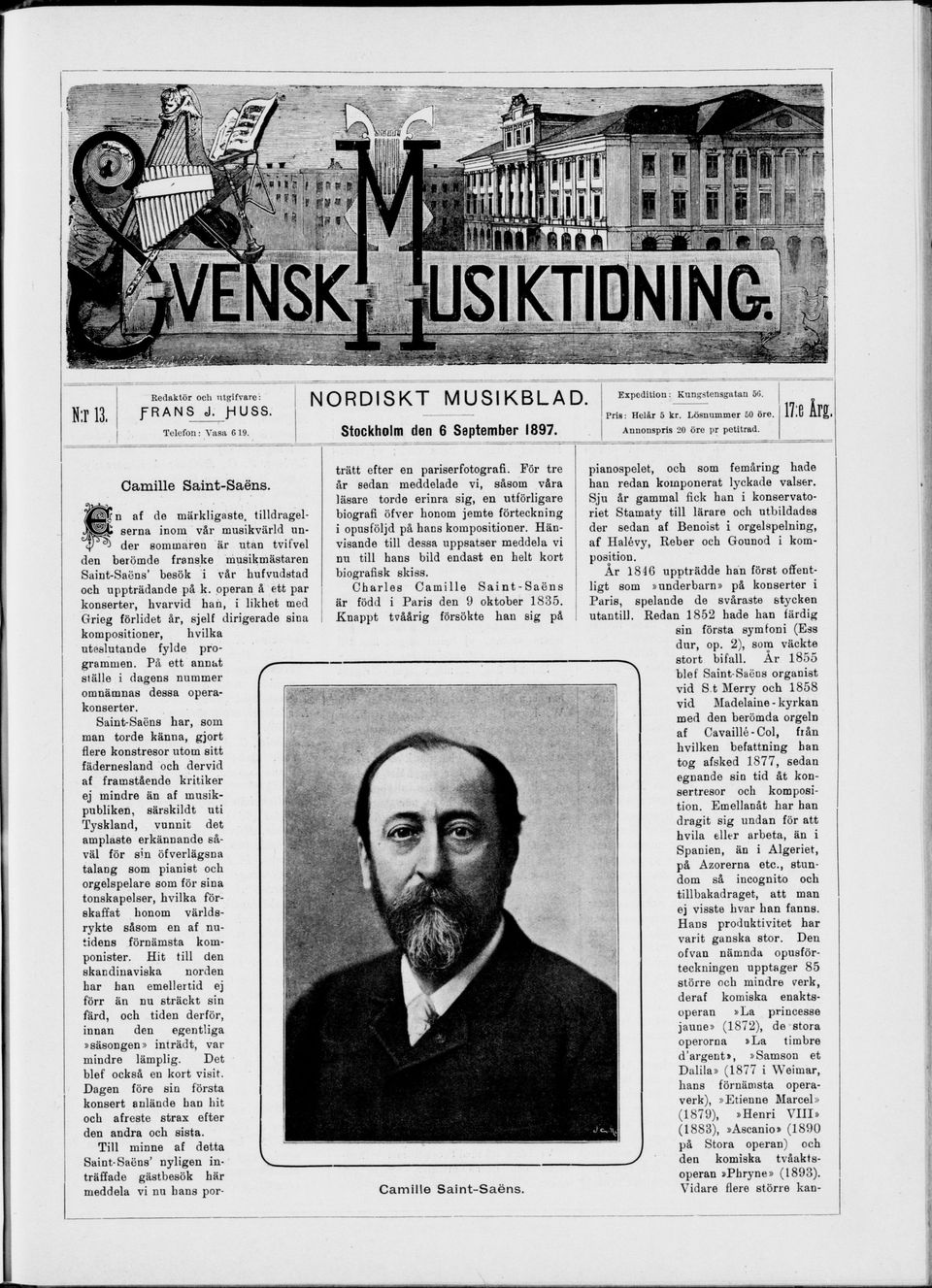 operan å ett par konserter, hvarvid han, i likhet med Grieg förlidet år, sjelf dirigerade sina kompositioner, hvilka uteslutande fylde pro grammen.