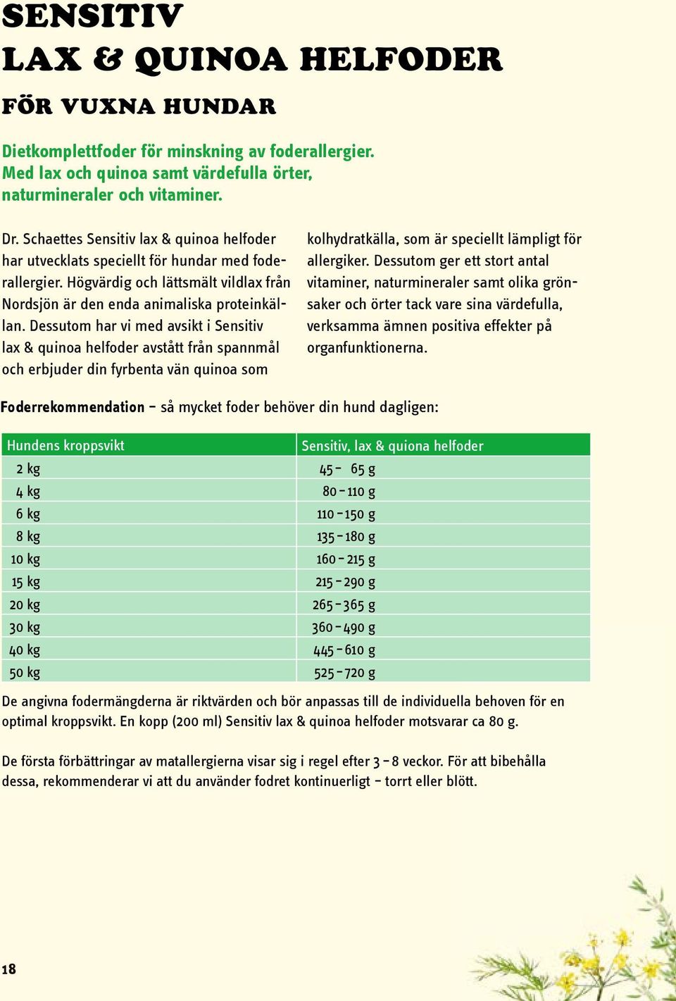 Dessutom har vi med avsikt i Sensitiv lax & quinoa helfoder avstått från spannmål och erbjuder din fyrbenta vän quinoa som kolhydratkälla, som är speciellt lämpligt för allergiker.