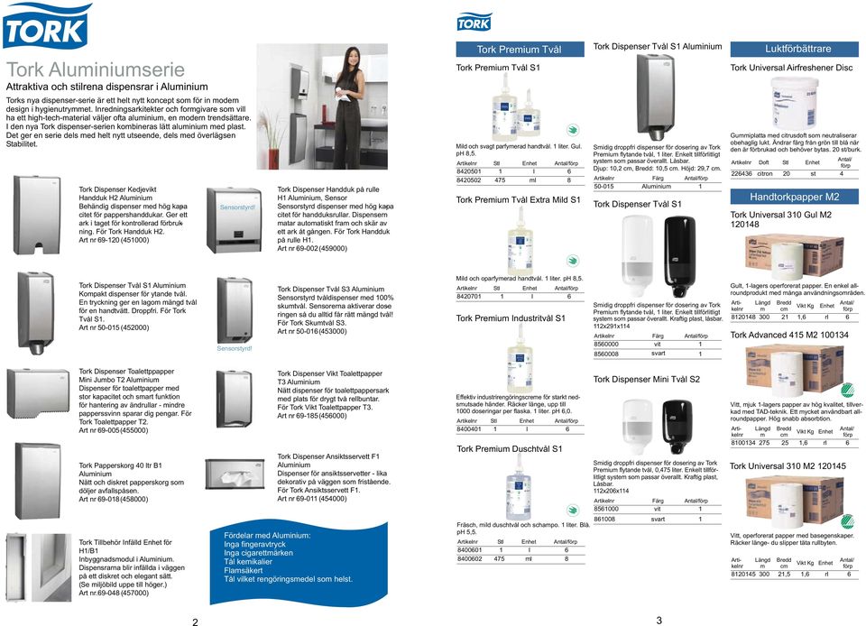 Inredningsarkitekter och formgivare som vill ha ett high-tech-material väljer ofta aluminium, en modern trendsättare. I den nya Tork dispenser-serien kombineras lätt aluminium med plast.