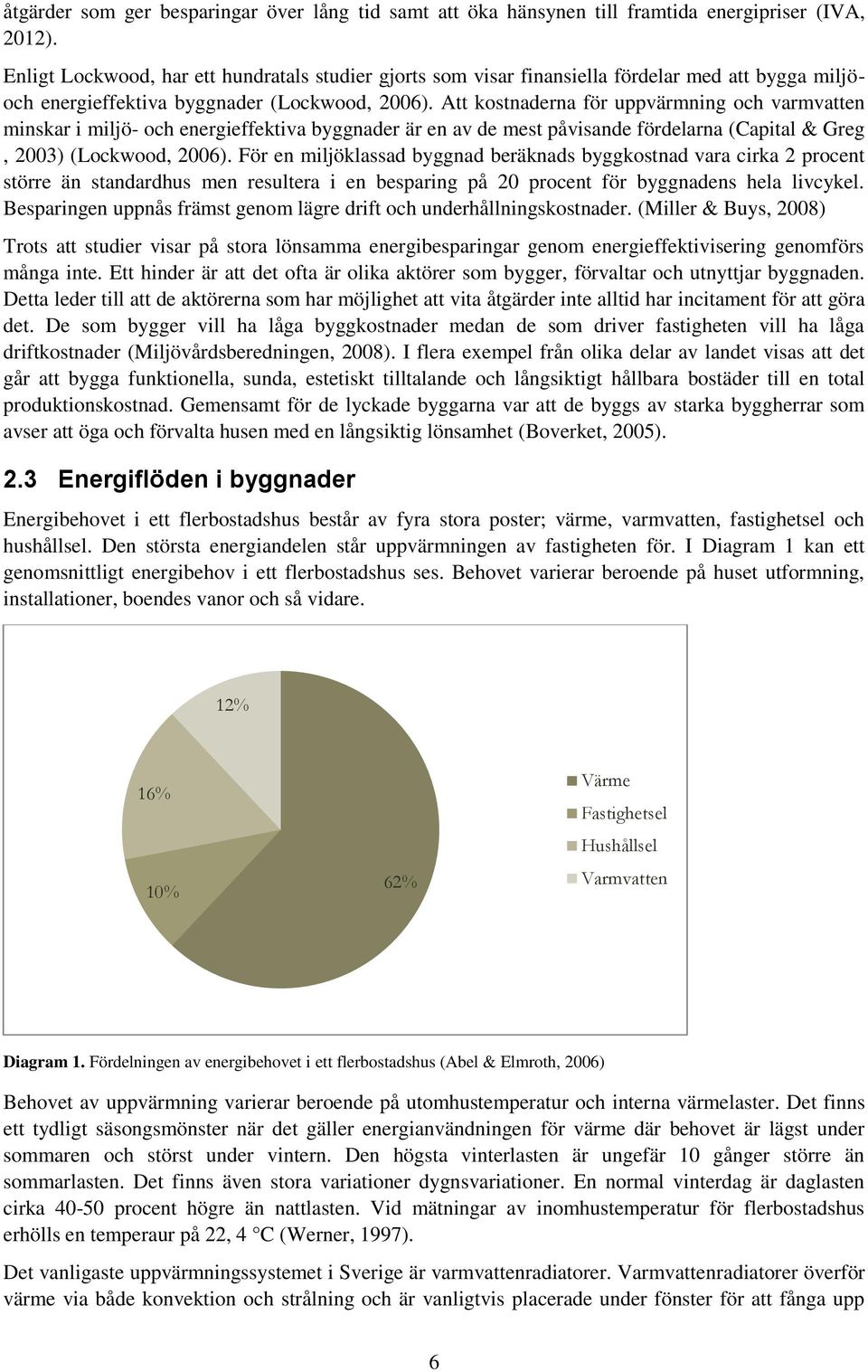 Att kostnaderna för uppvärmning och varmvatten minskar i miljö- och energieffektiva byggnader är en av de mest påvisande fördelarna (Capital & Greg, 2003) (Lockwood, 2006).