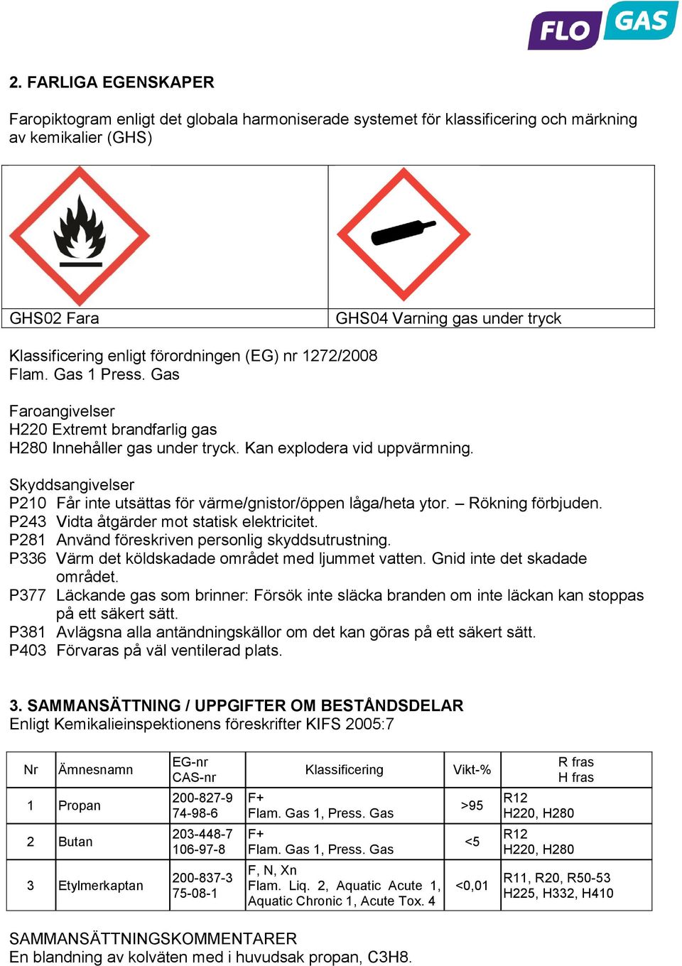 Skyddsangivelser P210 Får inte utsättas för värme/gnistor/öppen låga/heta ytor. Rökning förbjuden. P243 Vidta åtgärder mot statisk elektricitet. P281 Använd föreskriven personlig skyddsutrustning.
