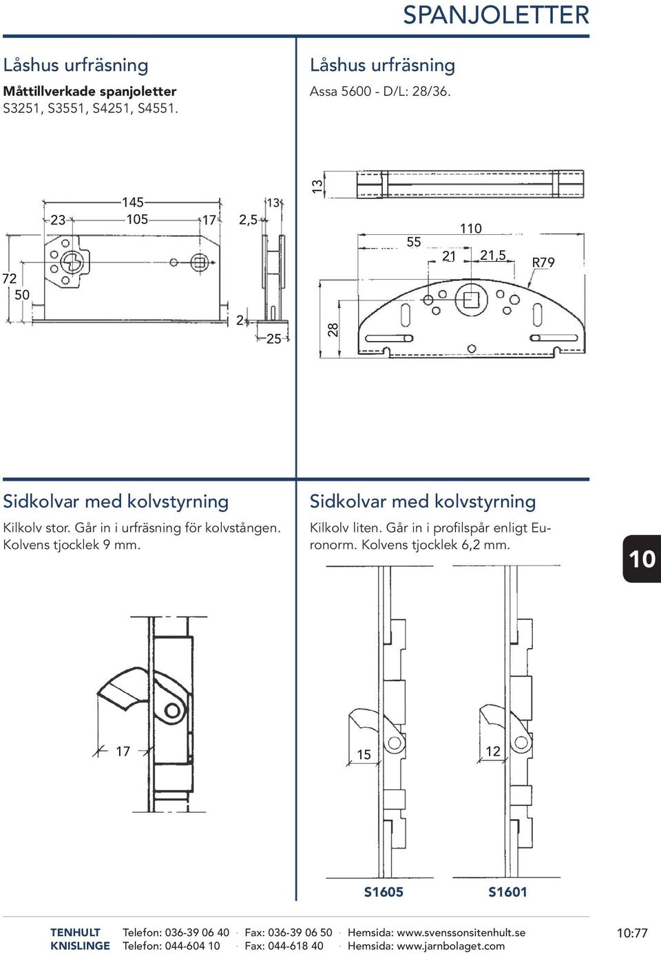 Kolvens tjocklek 9 mm. Sidkolvr med kolvstyrning Kilkolv liten. Går in i profilspår enligt Euronorm. Kolvens tjocklek 6,2 mm.