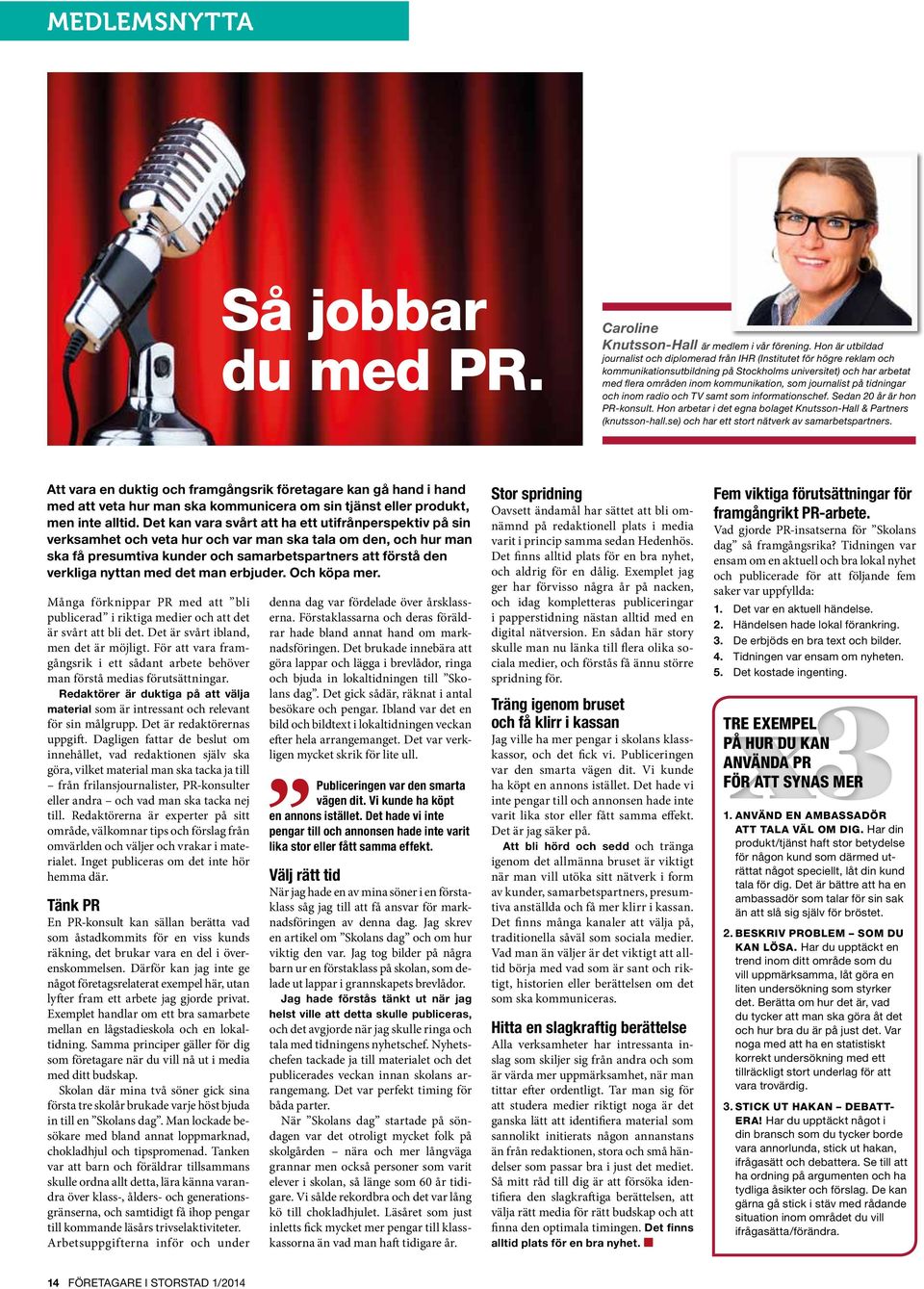 journalist på tidningar och inom radio och TV samt som informationschef. Sedan 20 år är hon PR-konsult. Hon arbetar i det egna bolaget Knutsson-Hall & Partners (knutsson-hall.