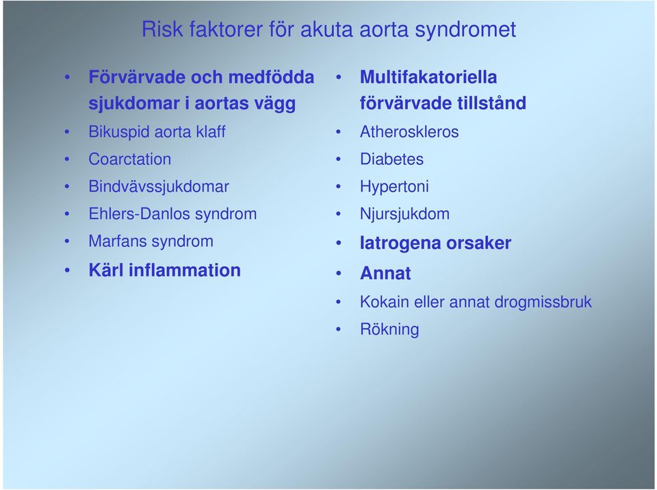 syndrom Kärl inflammation Multifakatoriella förvärvade tillstånd Atheroskleros