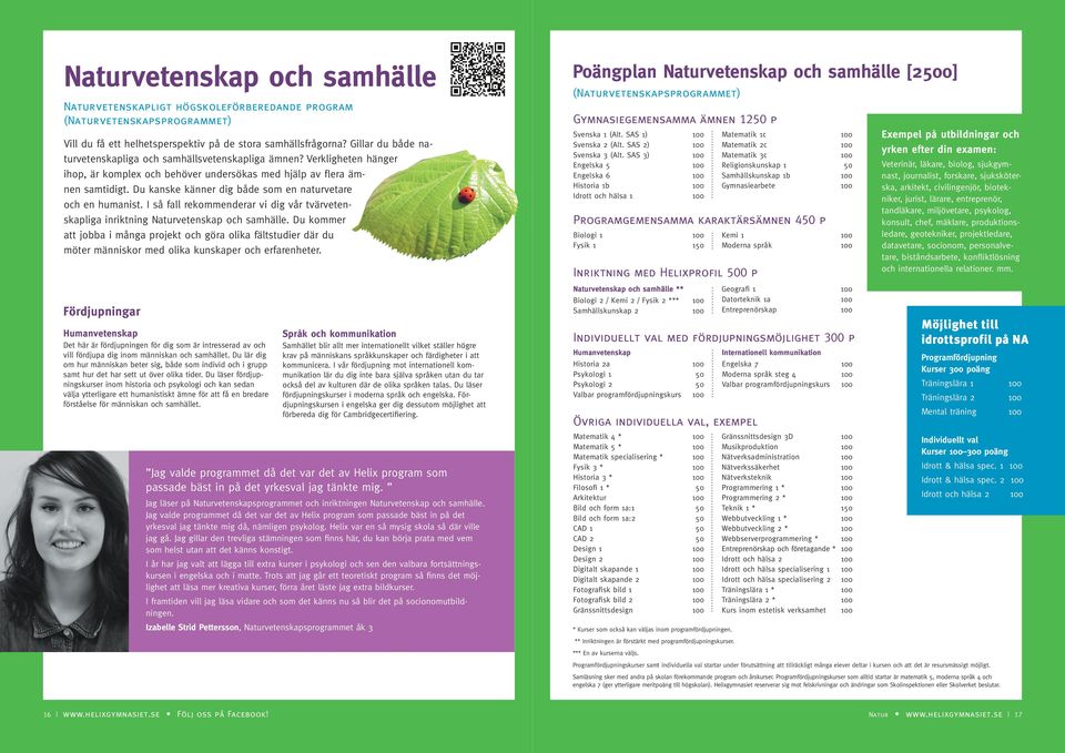 Du kanske känner dig både som en naturvetare och en humanist. I så fall rekommenderar vi dig vår tvärvetenskapliga inriktning Naturvetenskap och samhälle.