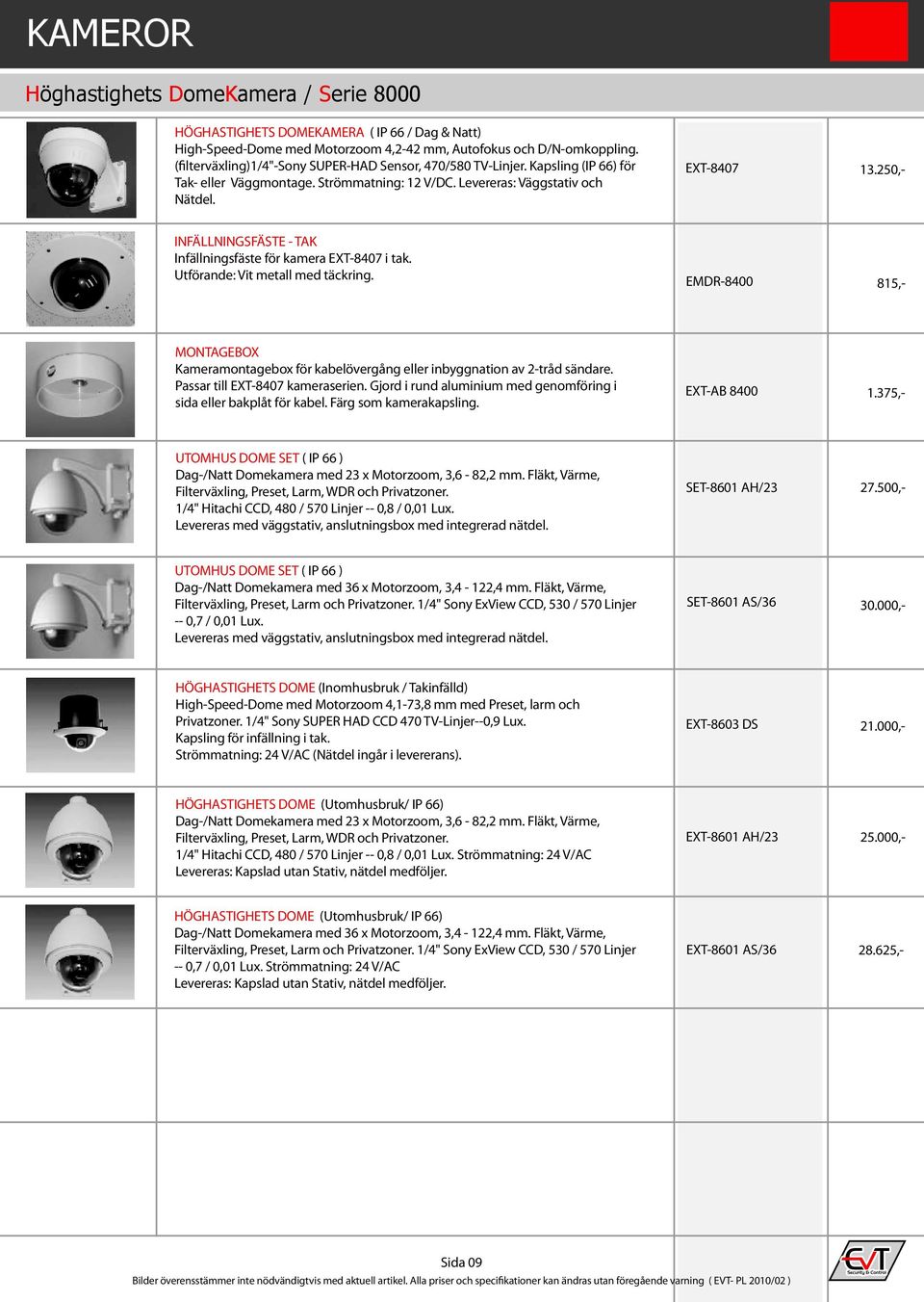 EXT-8407 INFÄLLNINGSFÄSTE - TAK Infällningsfäste för kamera EXT-8407 i tak. Utförande: Vit metall med täckring.