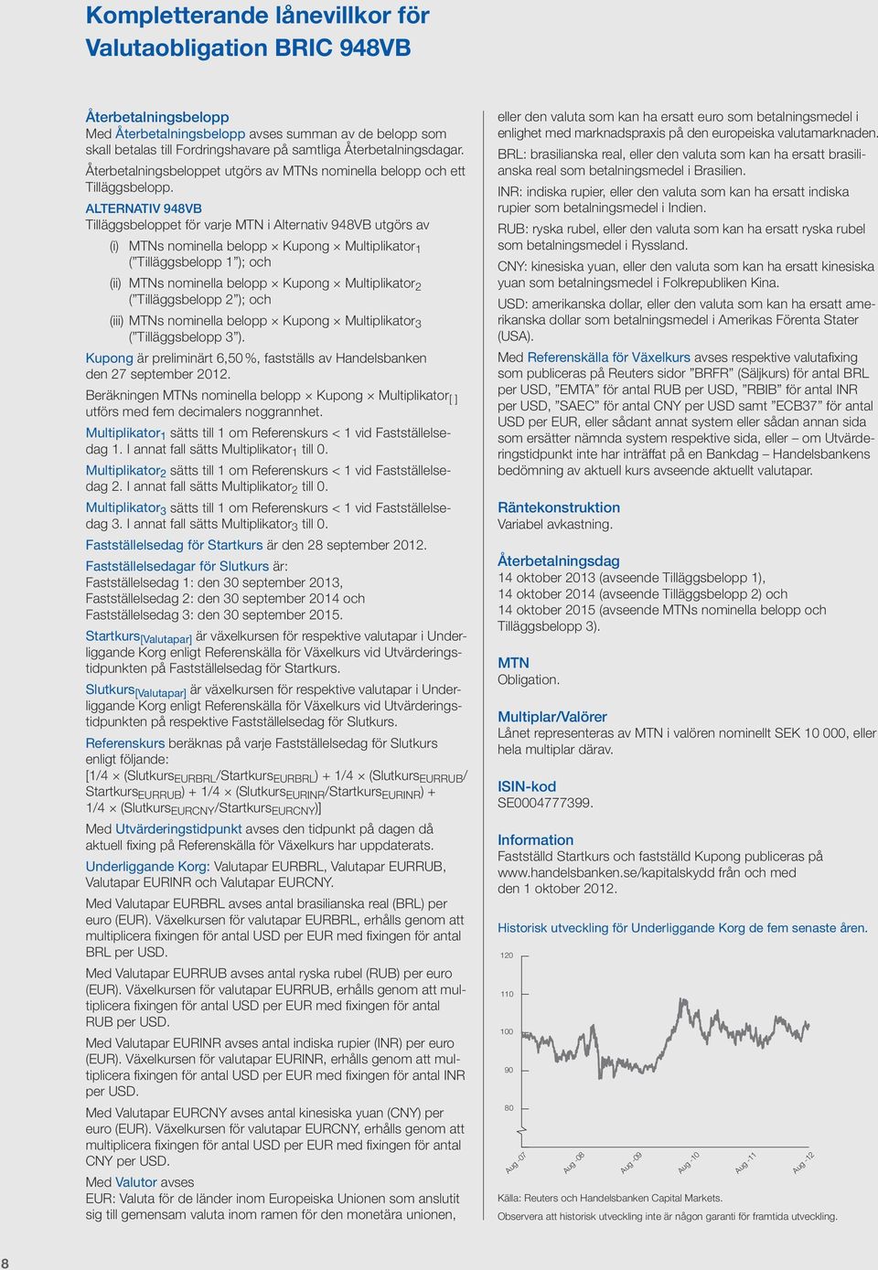 ALTERNATIV 948VB Tilläggsbeloppet för varje MTN i Alternativ 948VB utgörs av (i) MTNs nominella belopp Kupong Multiplikator 1 ( Tilläggsbelopp 1 ); och (ii) MTNs nominella belopp Kupong Multiplikator